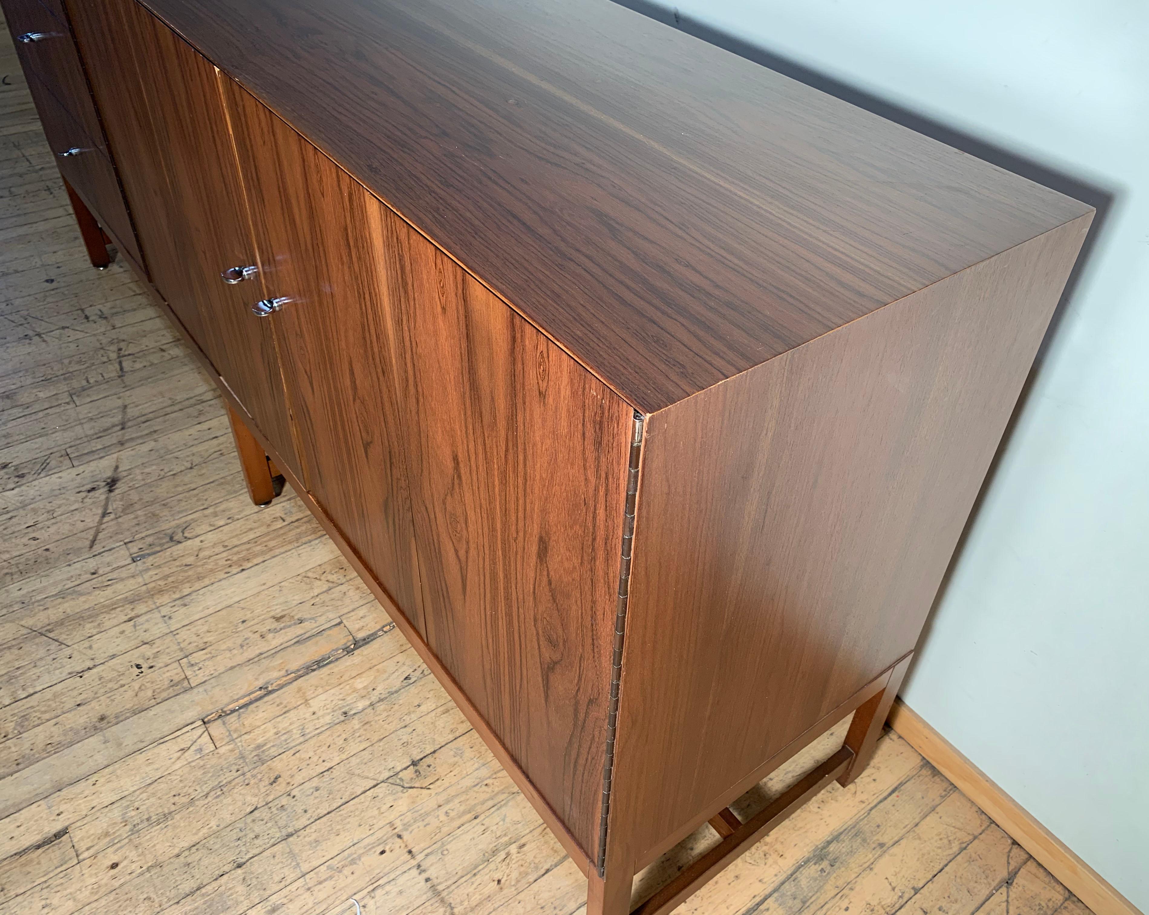 Vintage Exotic Wood Sideboard Cabinet by Milo Baughman for Directional In Good Condition For Sale In Chicago, IL