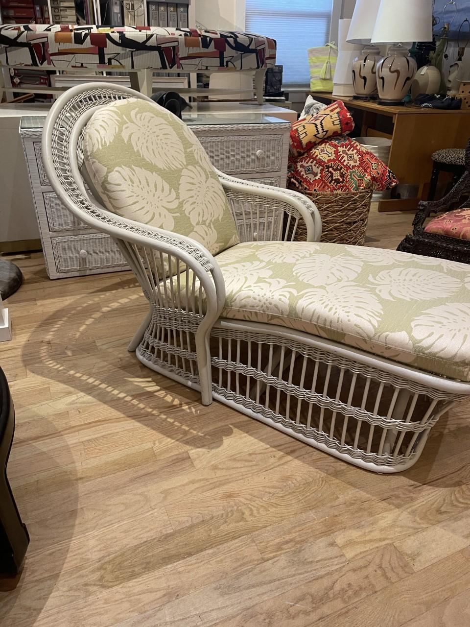 American Vintage Ficks and Reed Rattan Chaise Lounge For Sale