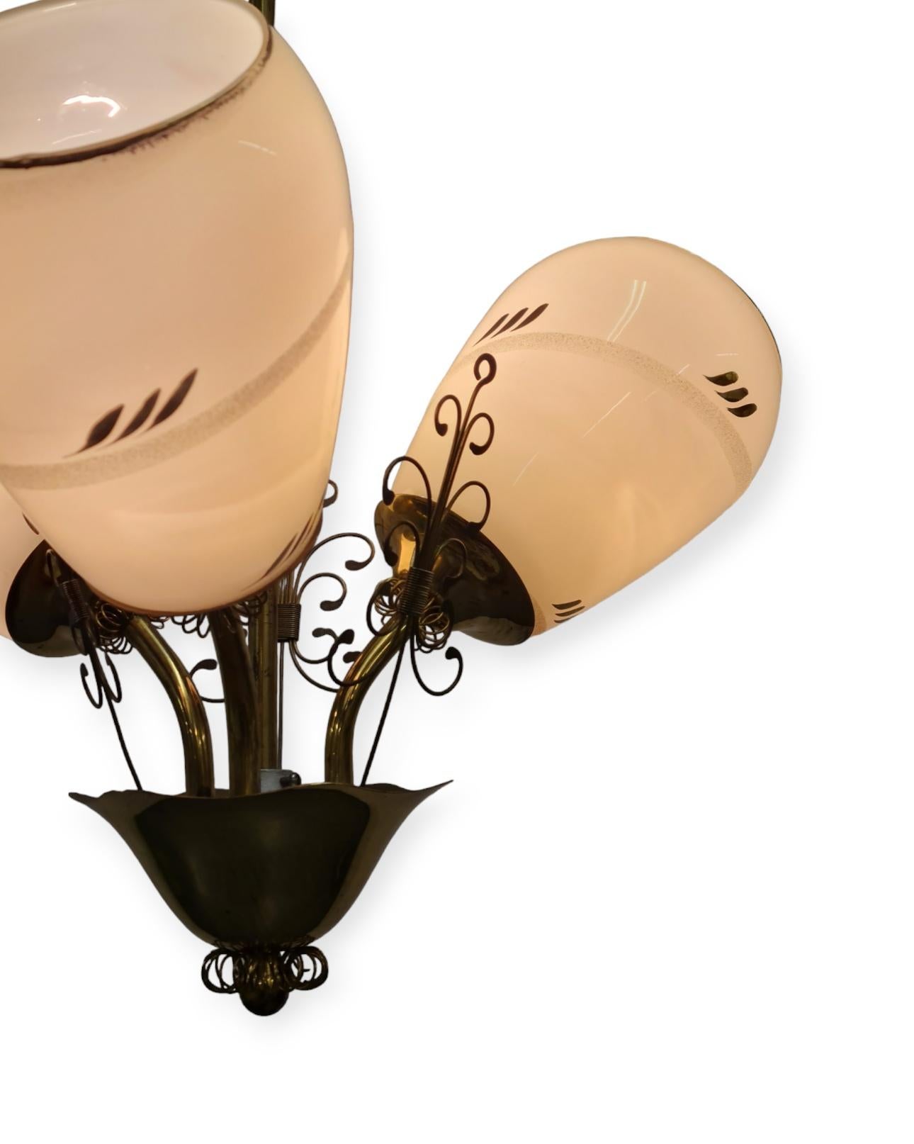 Mid-Century Finnish Design Lamp in Brass and Glass for Stockmann, 1950s For Sale 2