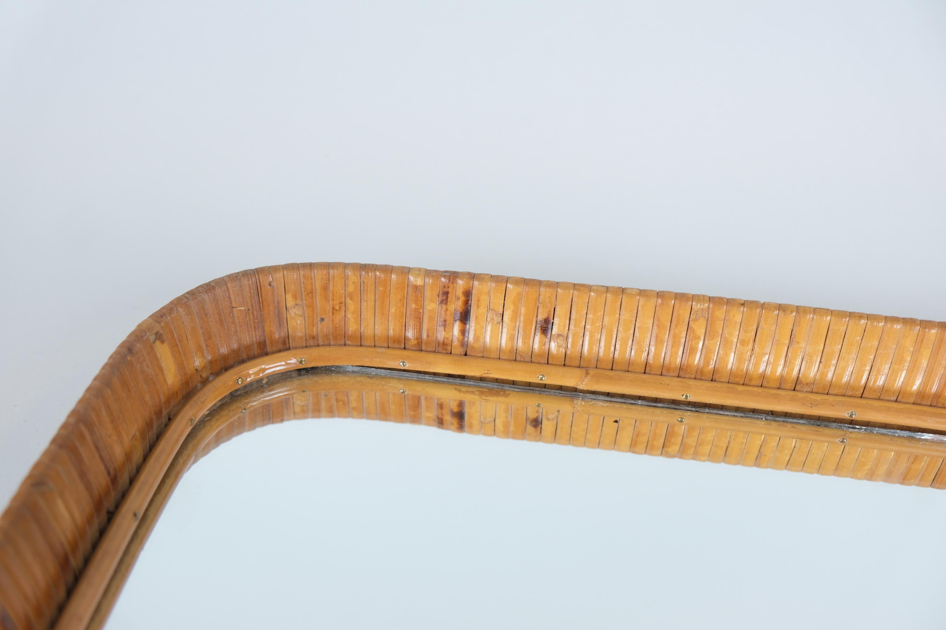 Scandinavo moderno Specchio quadrato in rattan finlandese d'epoca, anni '60 in vendita