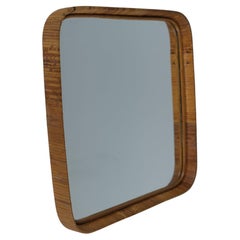 A Vintage Finnish Rattan Square Mirror, 1960s