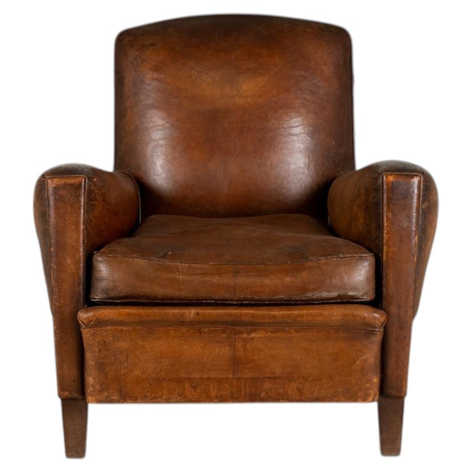 Fauteuil en cuir français vintage
