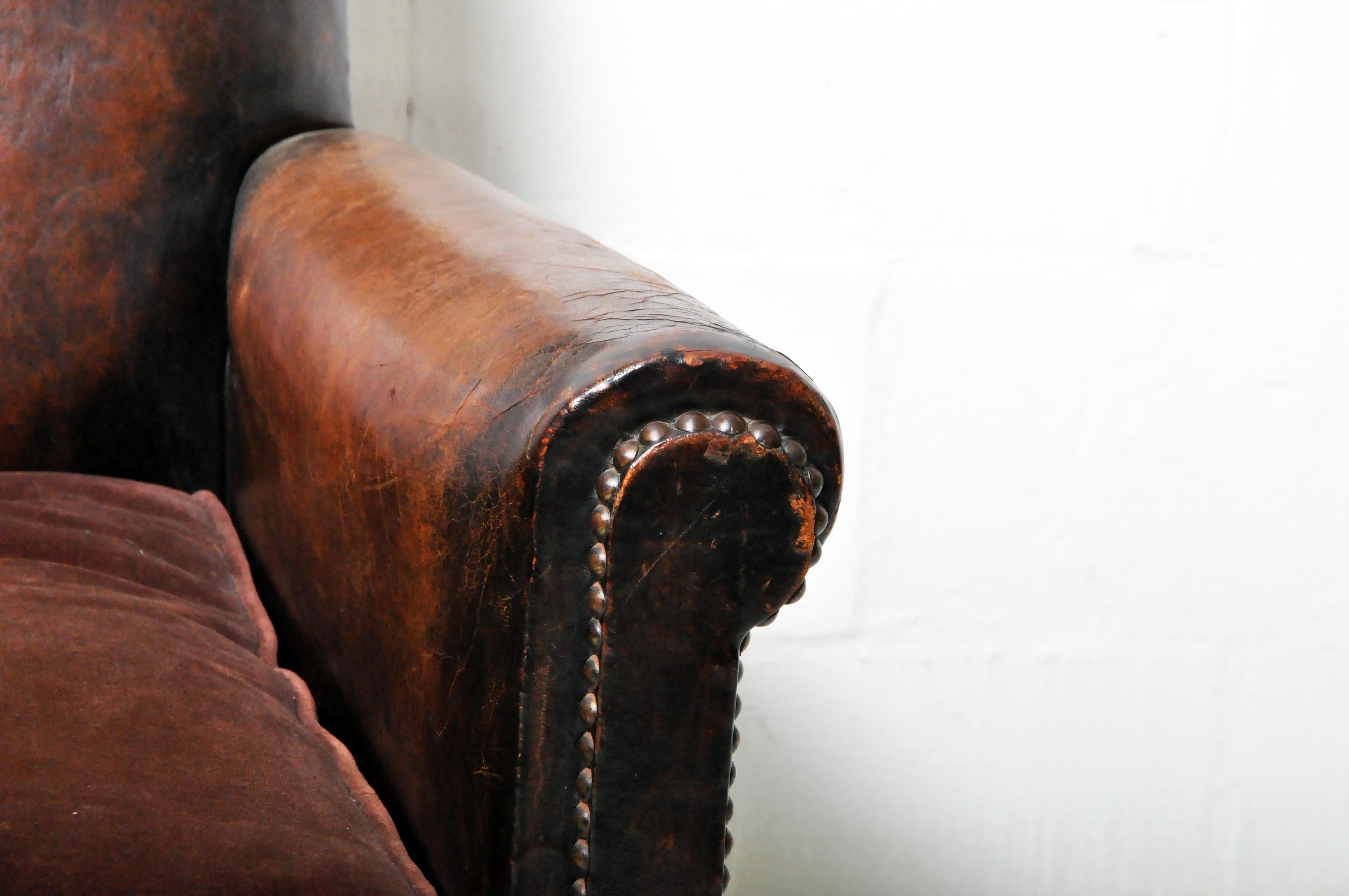 Mid-20th Century Vintage French Leather Club Chair