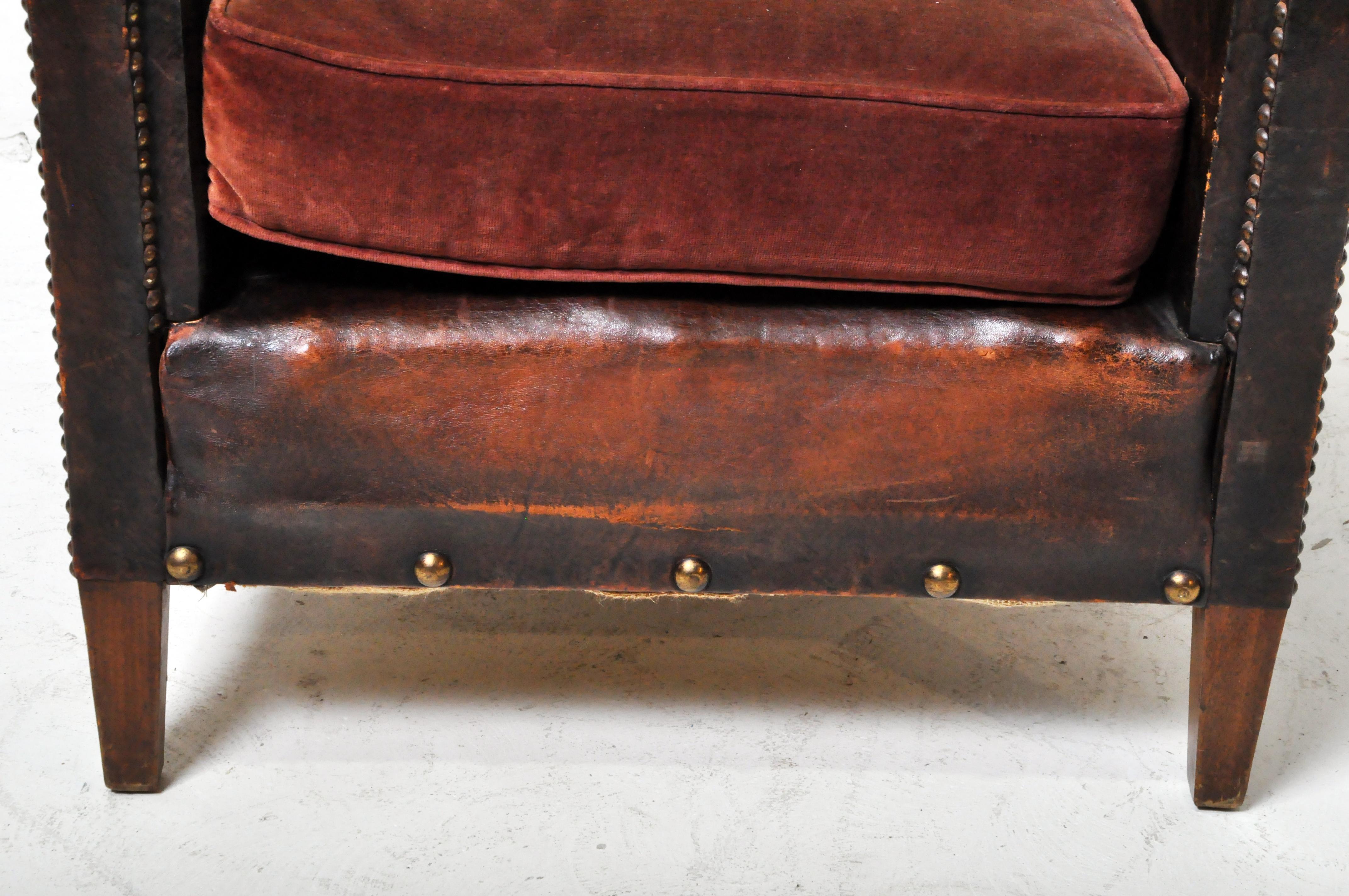 Sheepskin Vintage French Leather Club Chair