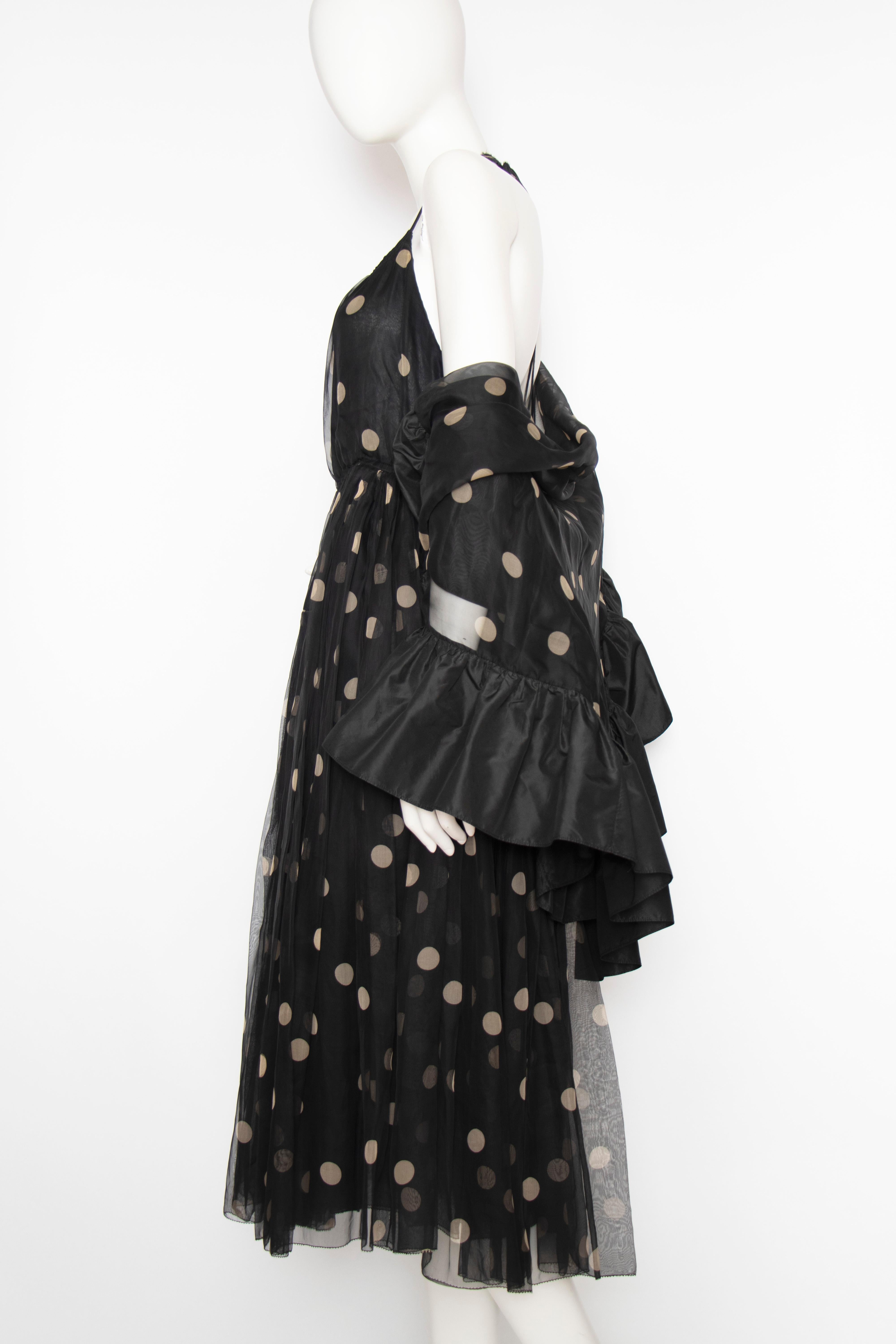A Vintage Galanos Black Halterneck Evening Dress With Matching Scarf For Sale 1