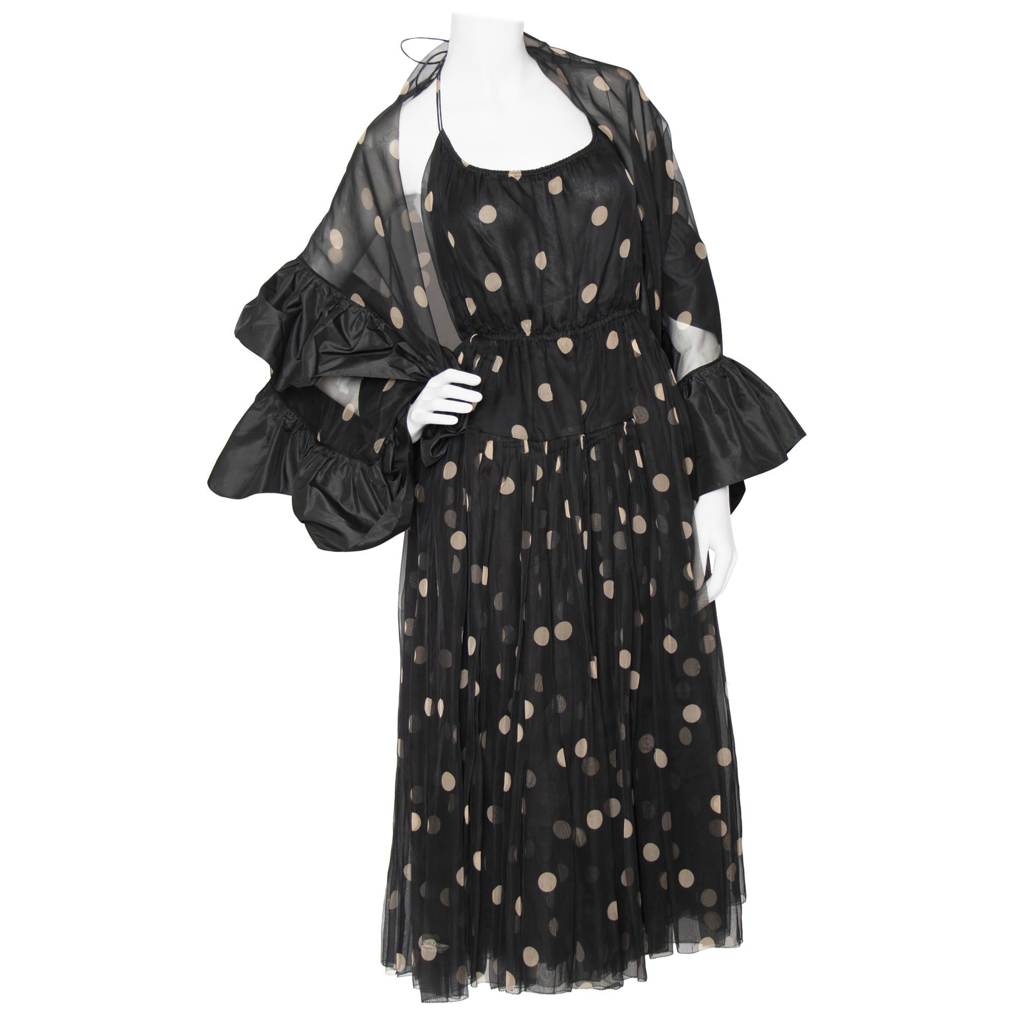 A Vintage Galanos Black Halterneck Evening Dress With Matching Scarf For Sale