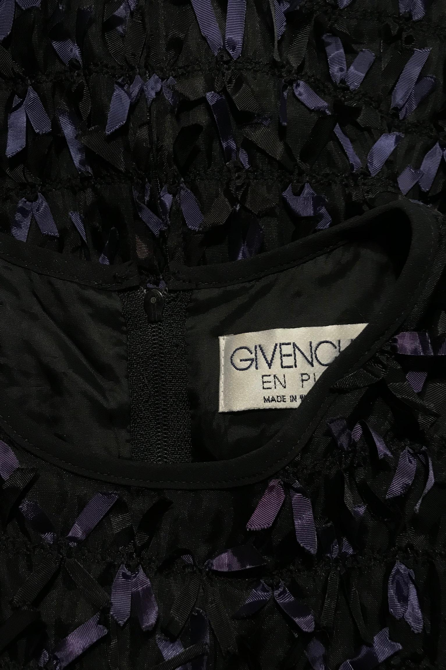 A Vintage Givenchy Black Cocktail Dress With Purple Bows  3