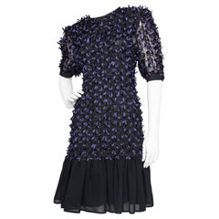 A Vintage Givenchy Black Cocktail Dress With Purple Bows 
