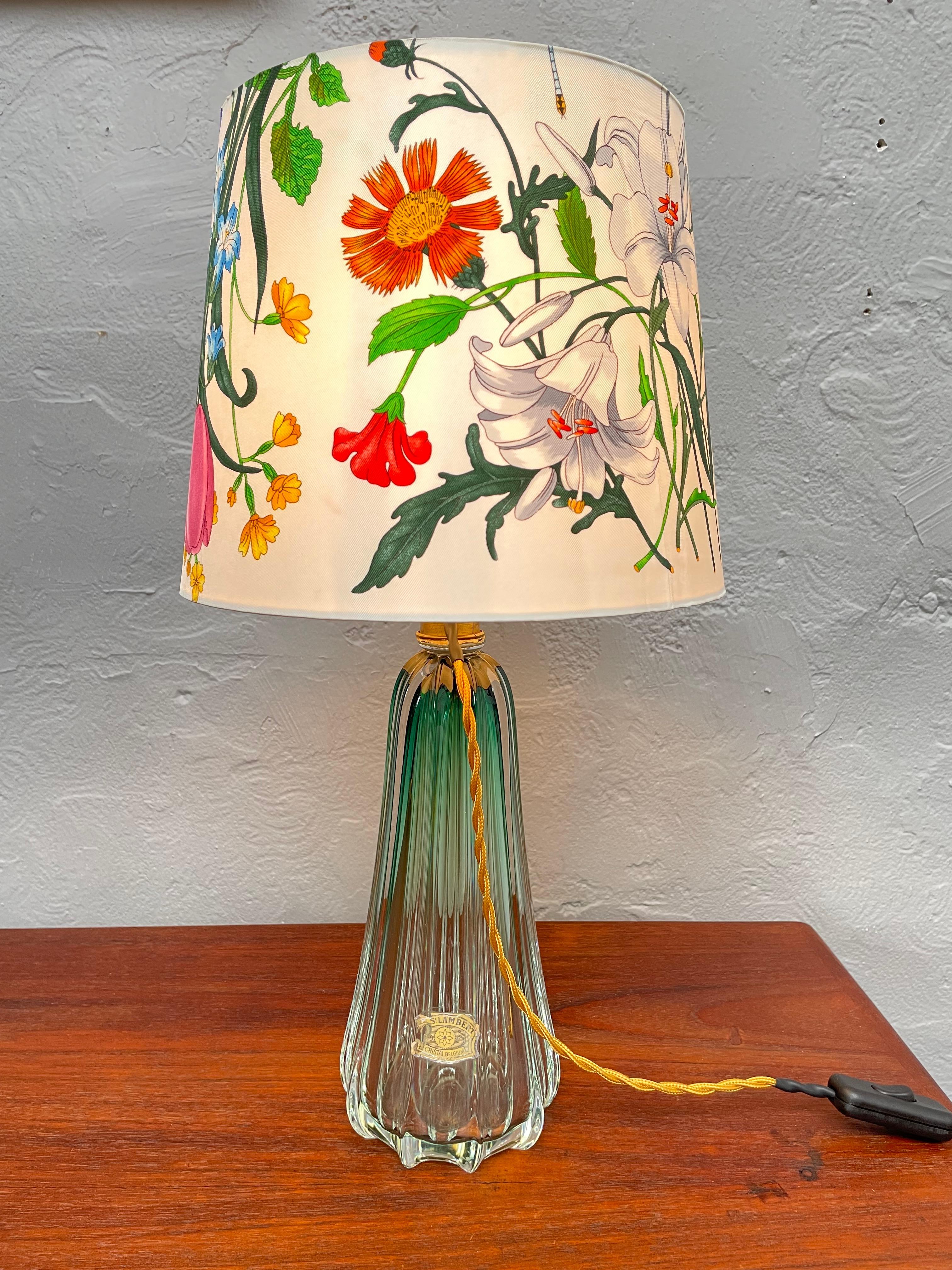 Lampada da tavolo in vetro vintage di Val Saint Lambert, Belgio in vendita 2