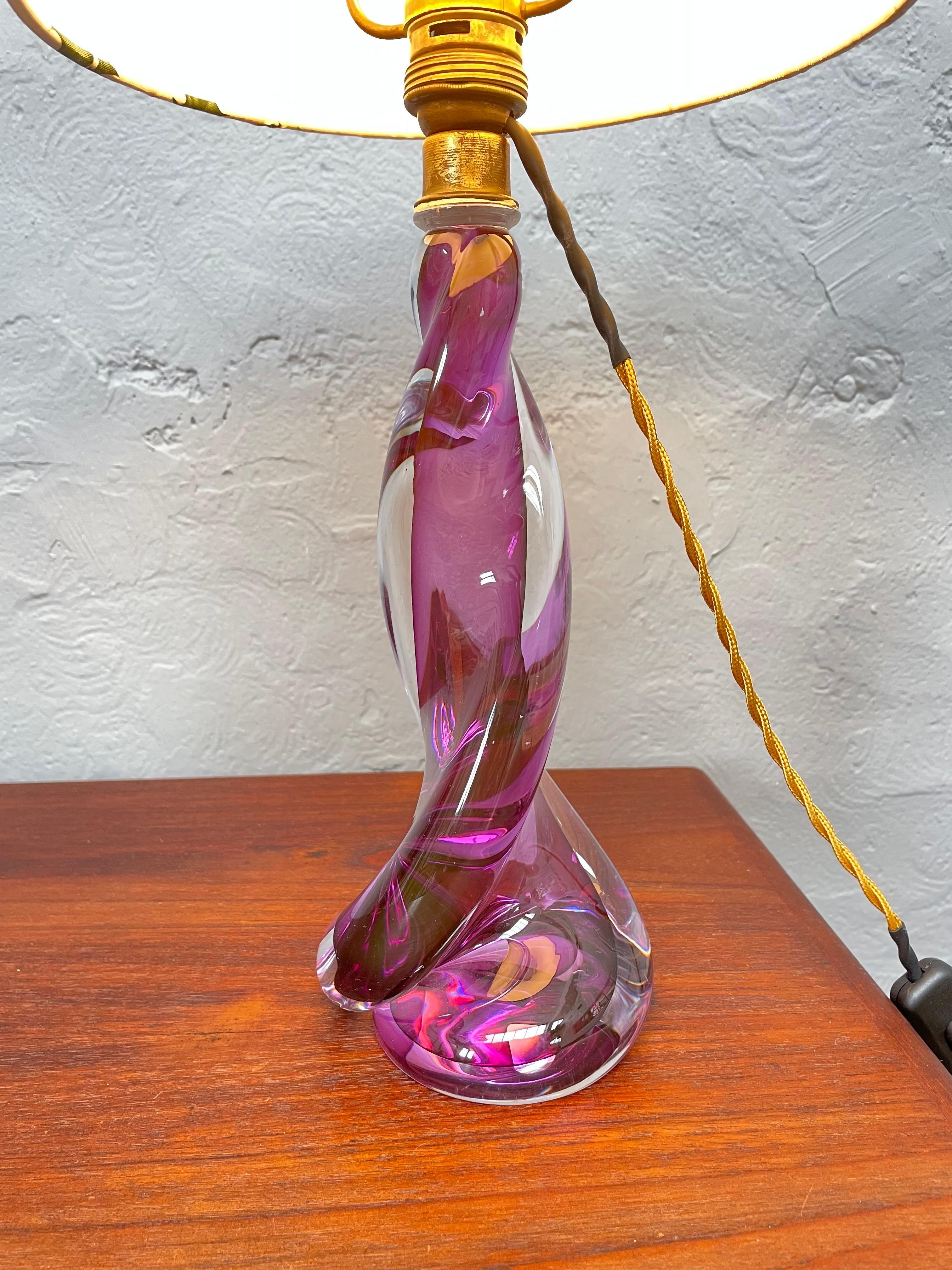 Ein Vintage-Tischlampe aus Glas von Val Saint Lambert aus Belgien im Angebot 3