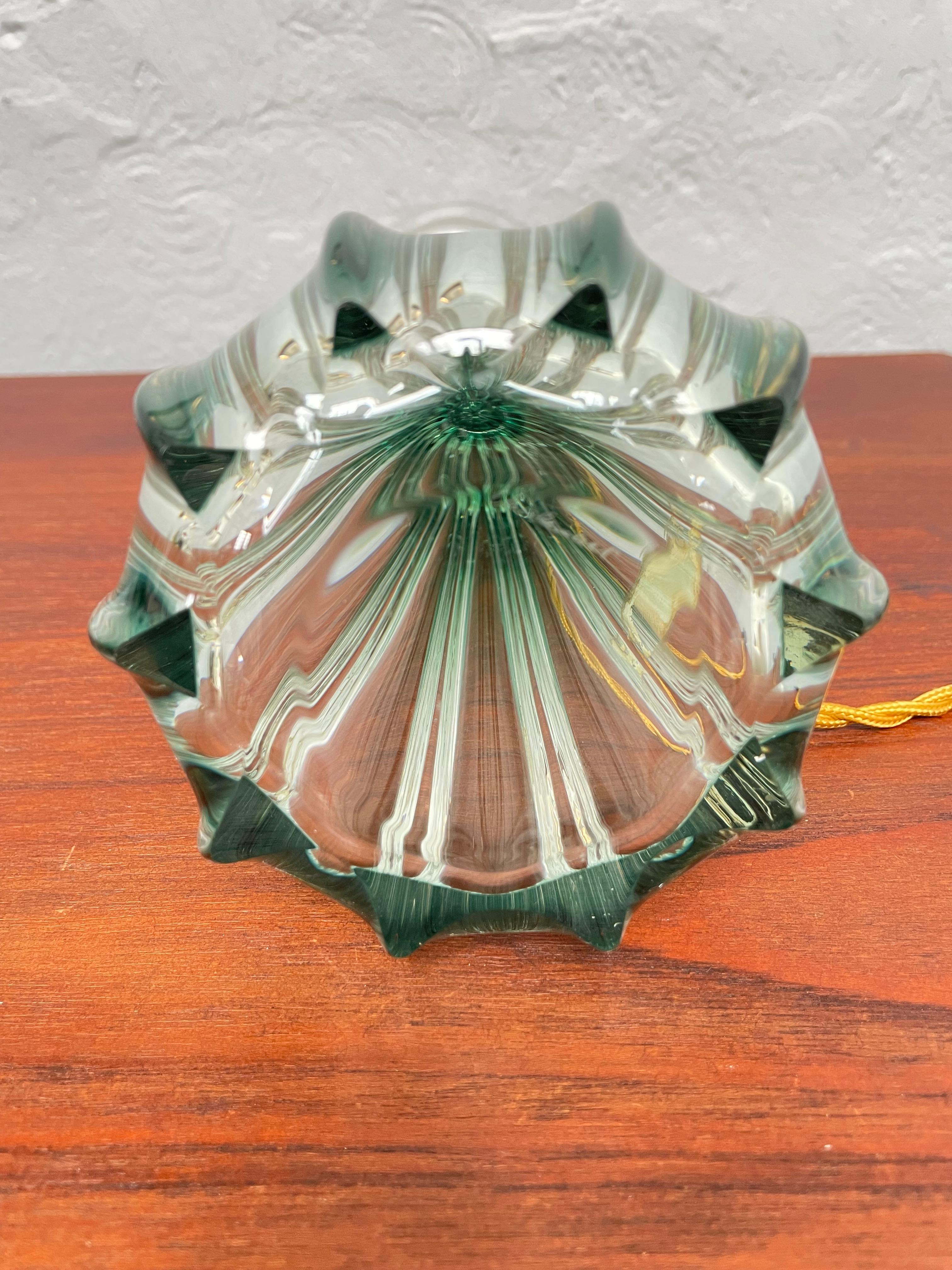 Belga Lampada da tavolo in vetro vintage di Val Saint Lambert, Belgio in vendita