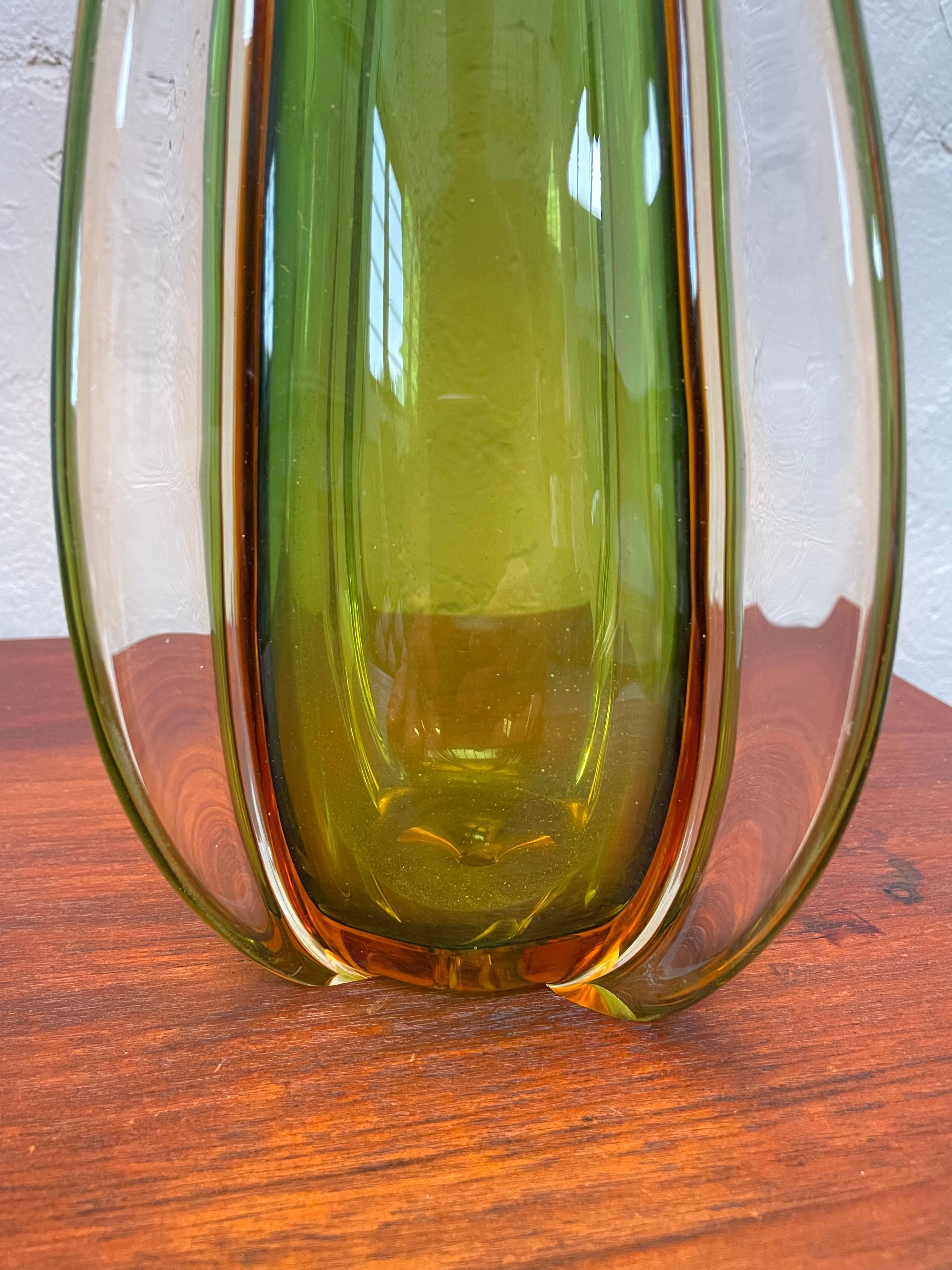Belga Lampada da tavolo in vetro vintage di Val Saint Lambert, Belgio in vendita