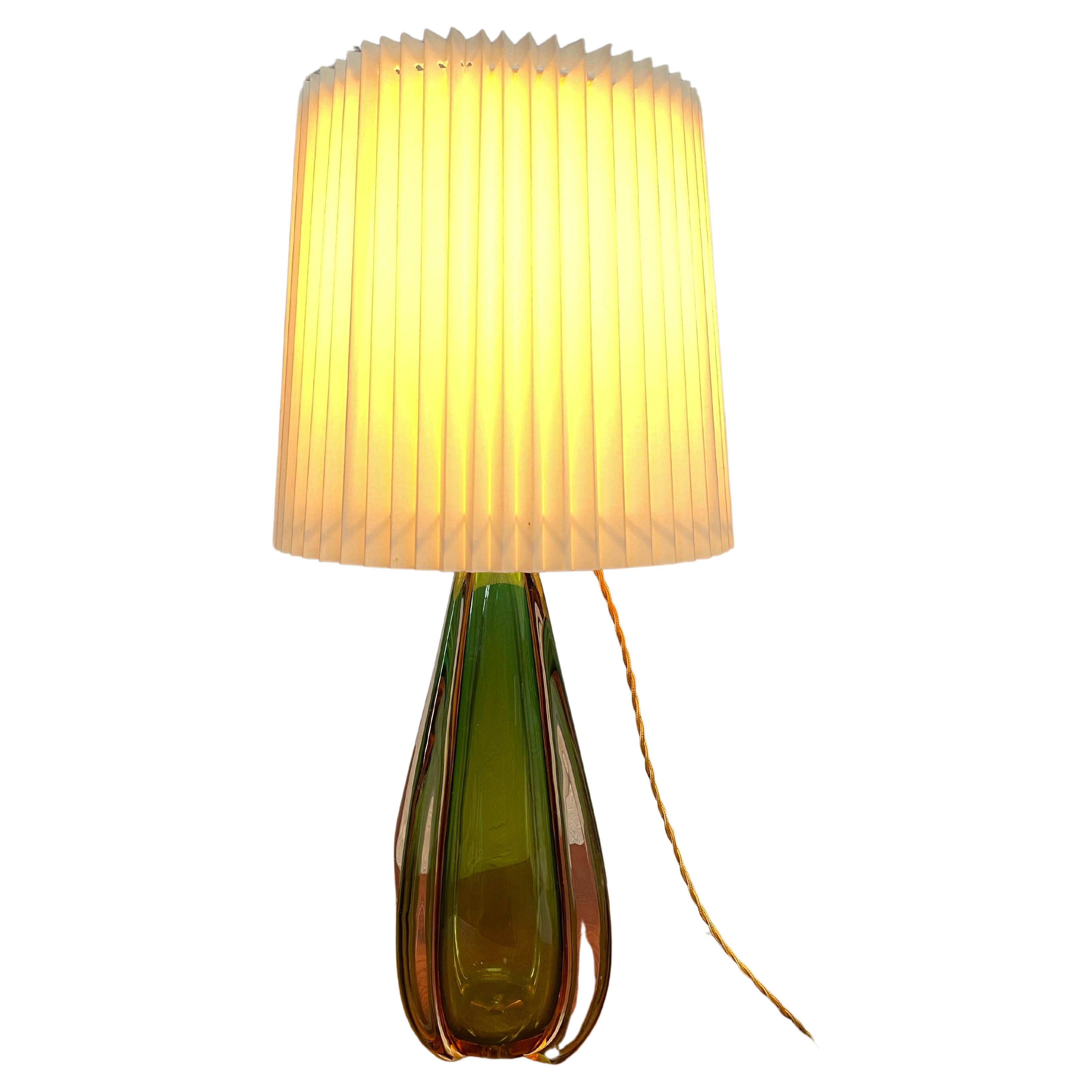 Lampada da tavolo in vetro vintage di Val Saint Lambert, Belgio