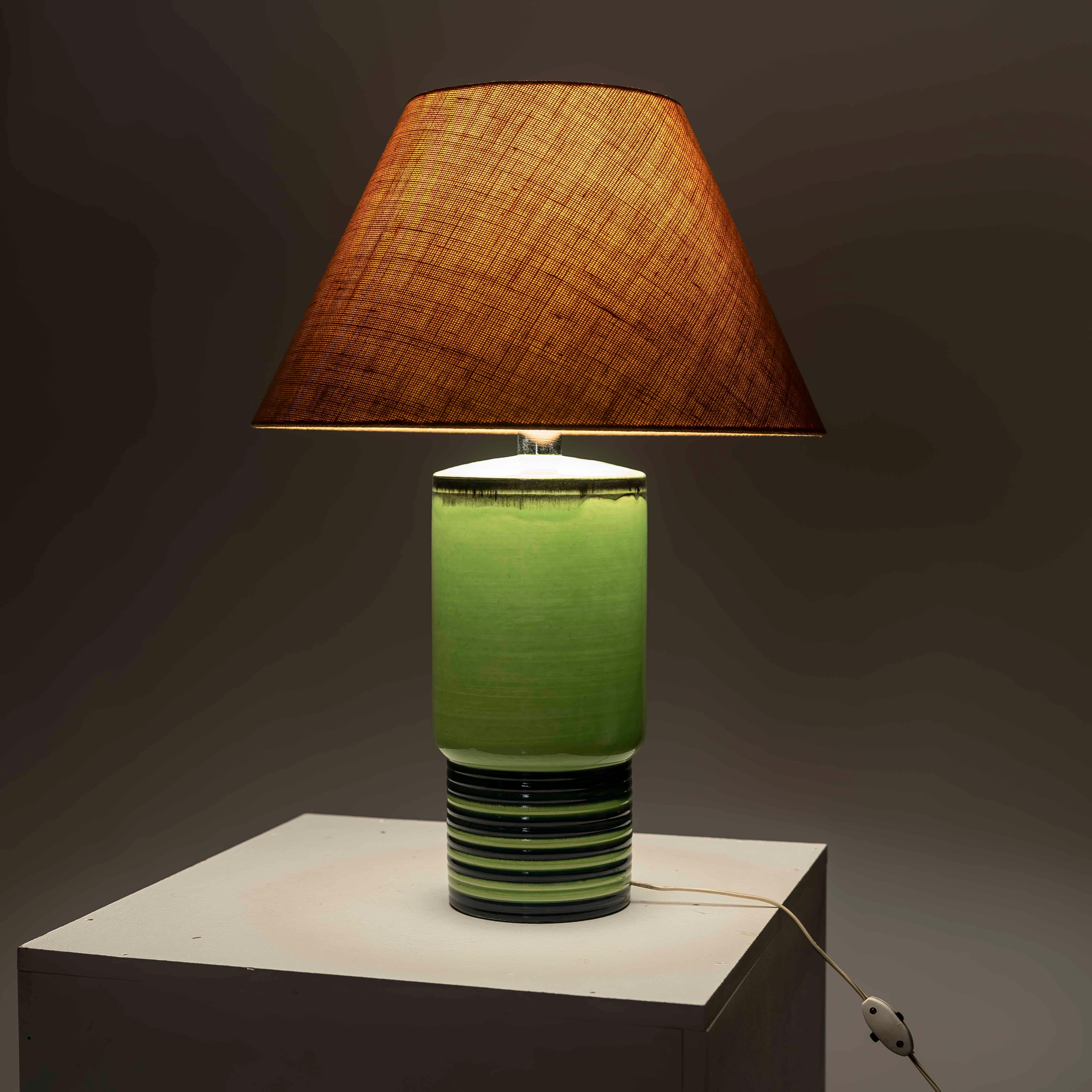 Enameled A vintage glazed ceramic table lamp, Spain 1970s For Sale