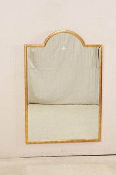 Vintage Gold Framed Mirror with Arched Top and Silver Églomisé Sunburst