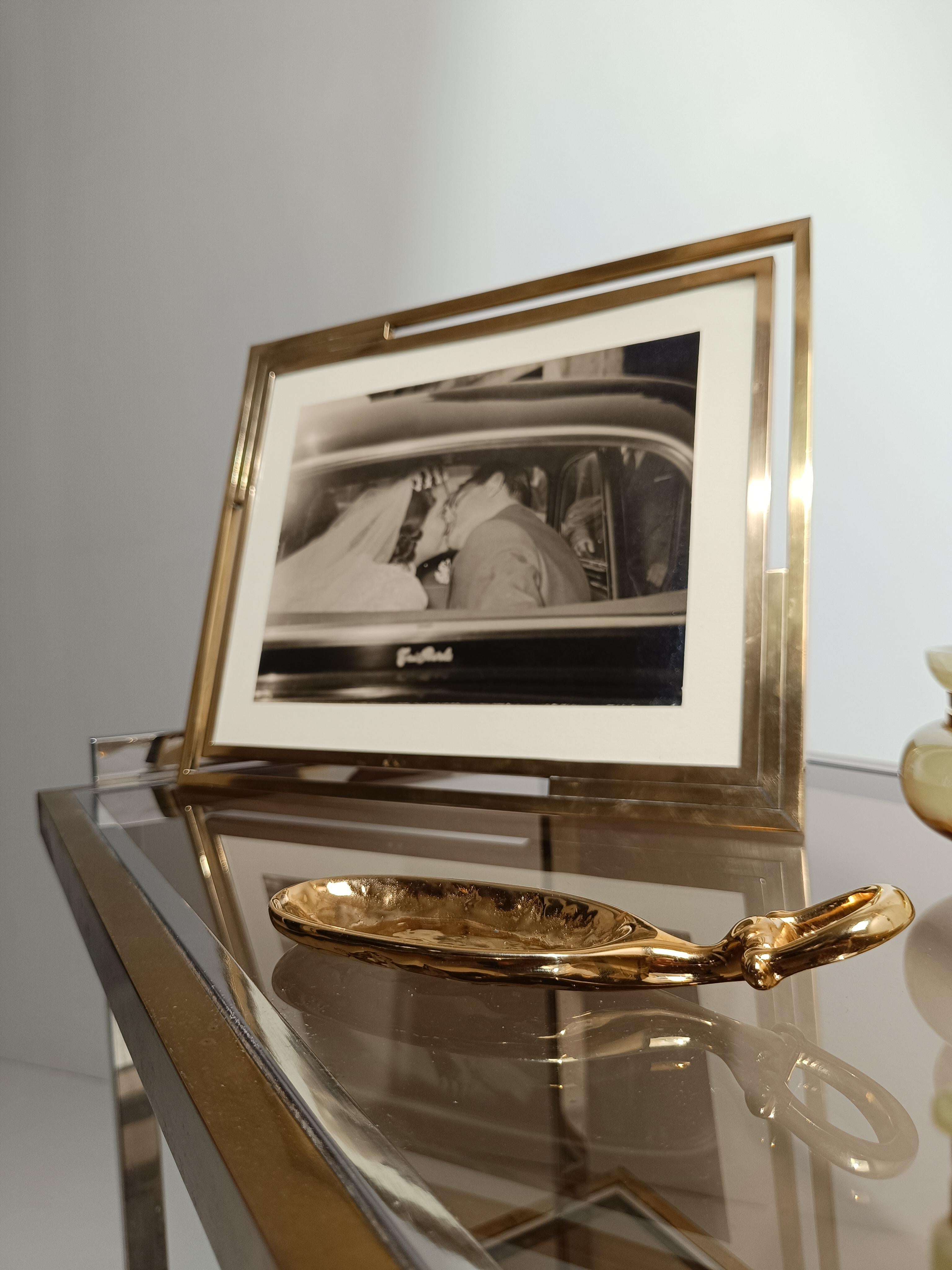 A Vintage Gucci Equestrian Horsebit Ashtray in Gilded Metal, Italy, 70s In Good Condition In Roma, IT
