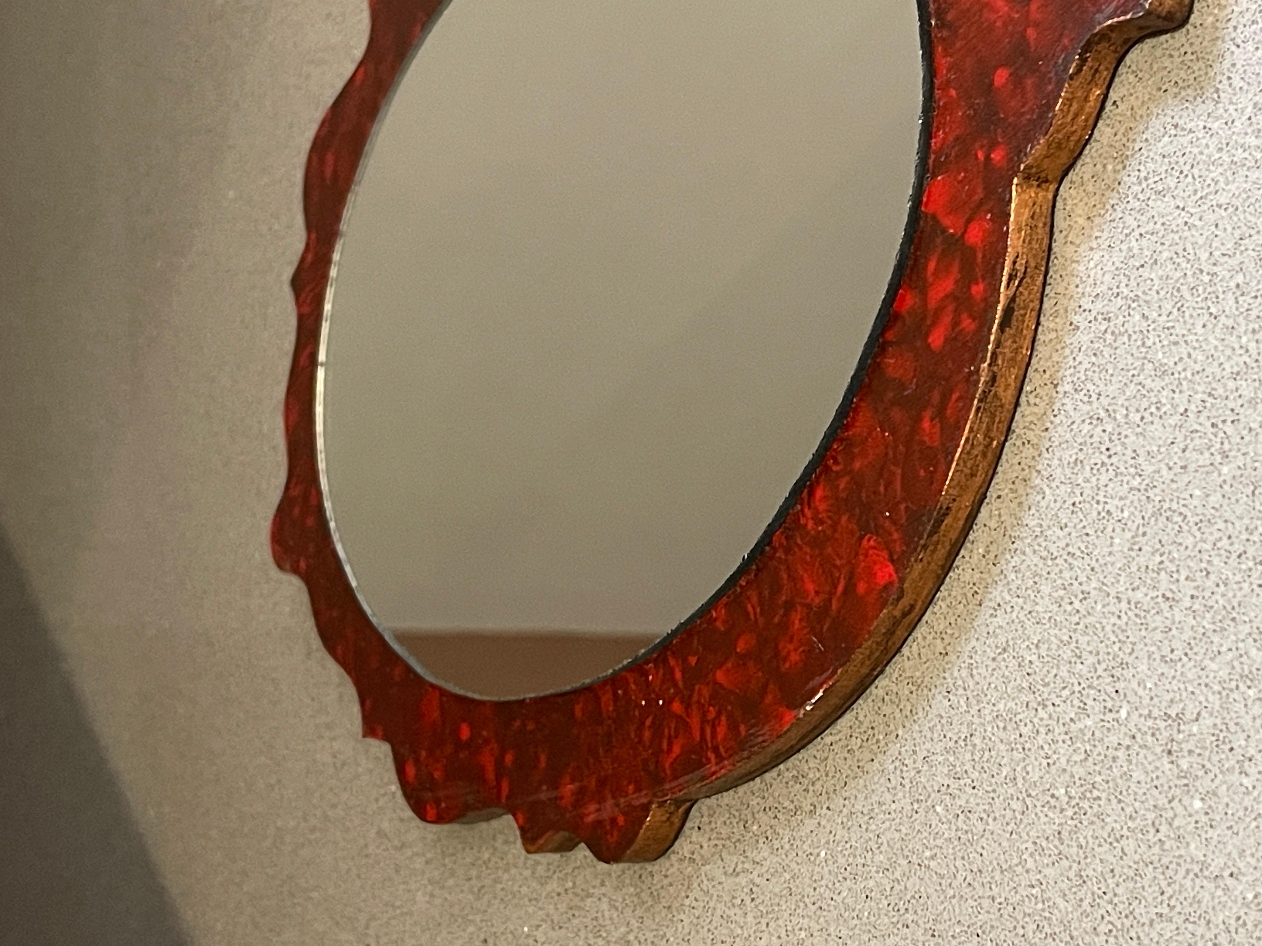 Handgehaltener Vintage-Spiegel in Holzrahmen, Mack-up Floral Painted Mirror (Türkisch) im Angebot