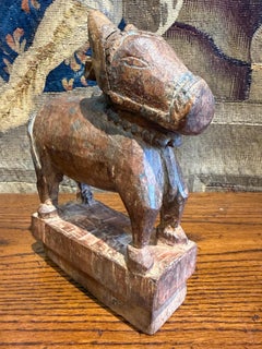 A Vintage Indian Hand Carved Wooden Nandi Bull, Early 20th Century