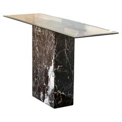 A Vintage Italian black marble console table with chrome and glass, late 20th c.