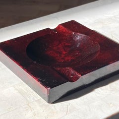 A vintage Italian blood red alabaster ashtray, circa 1960
