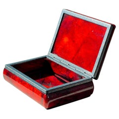 A Vintage Italian blood red alabaster decorative box, mid 20th century