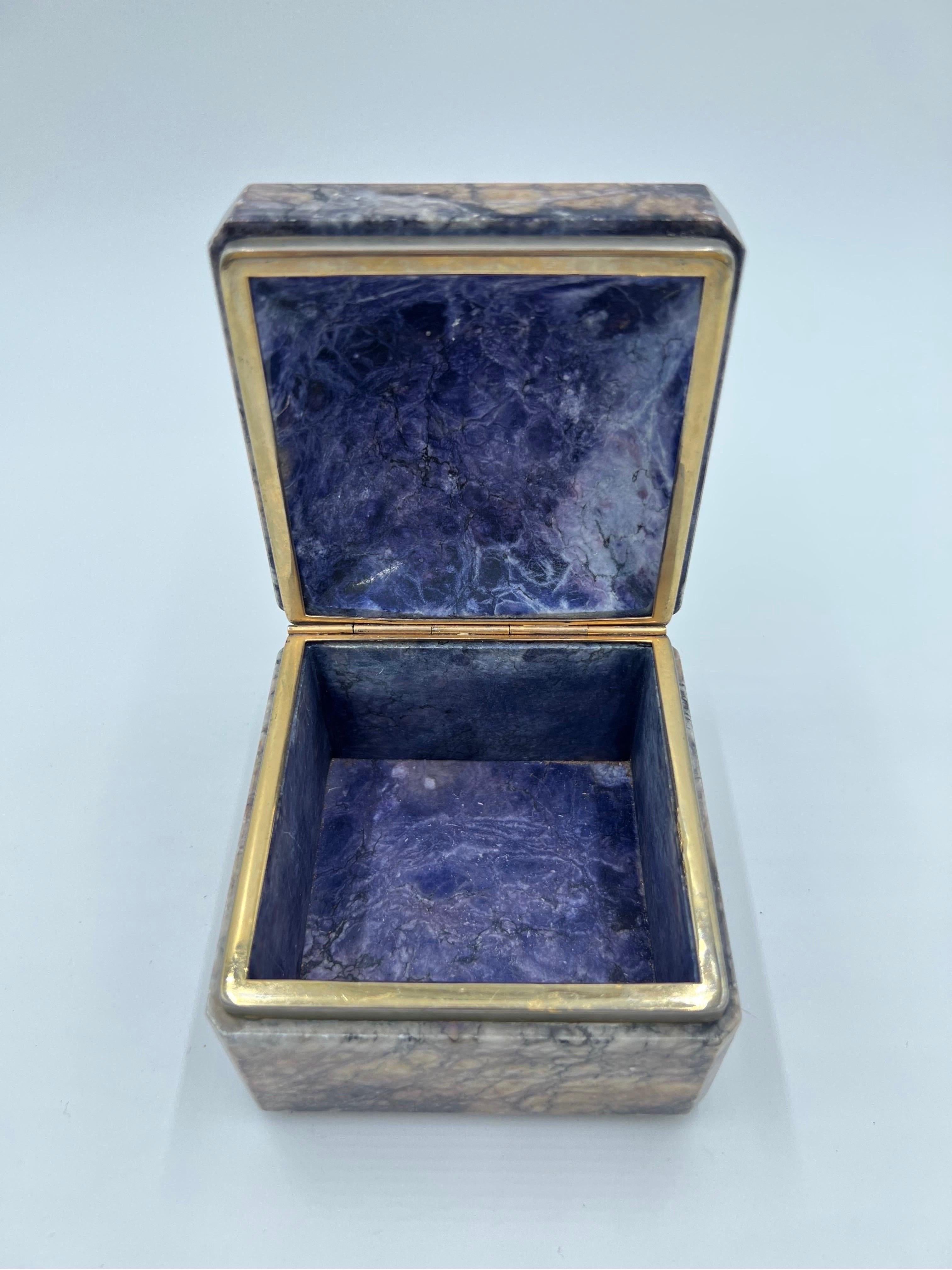 Vintage Italian Blue John Style Alabaster Hinged Box 3