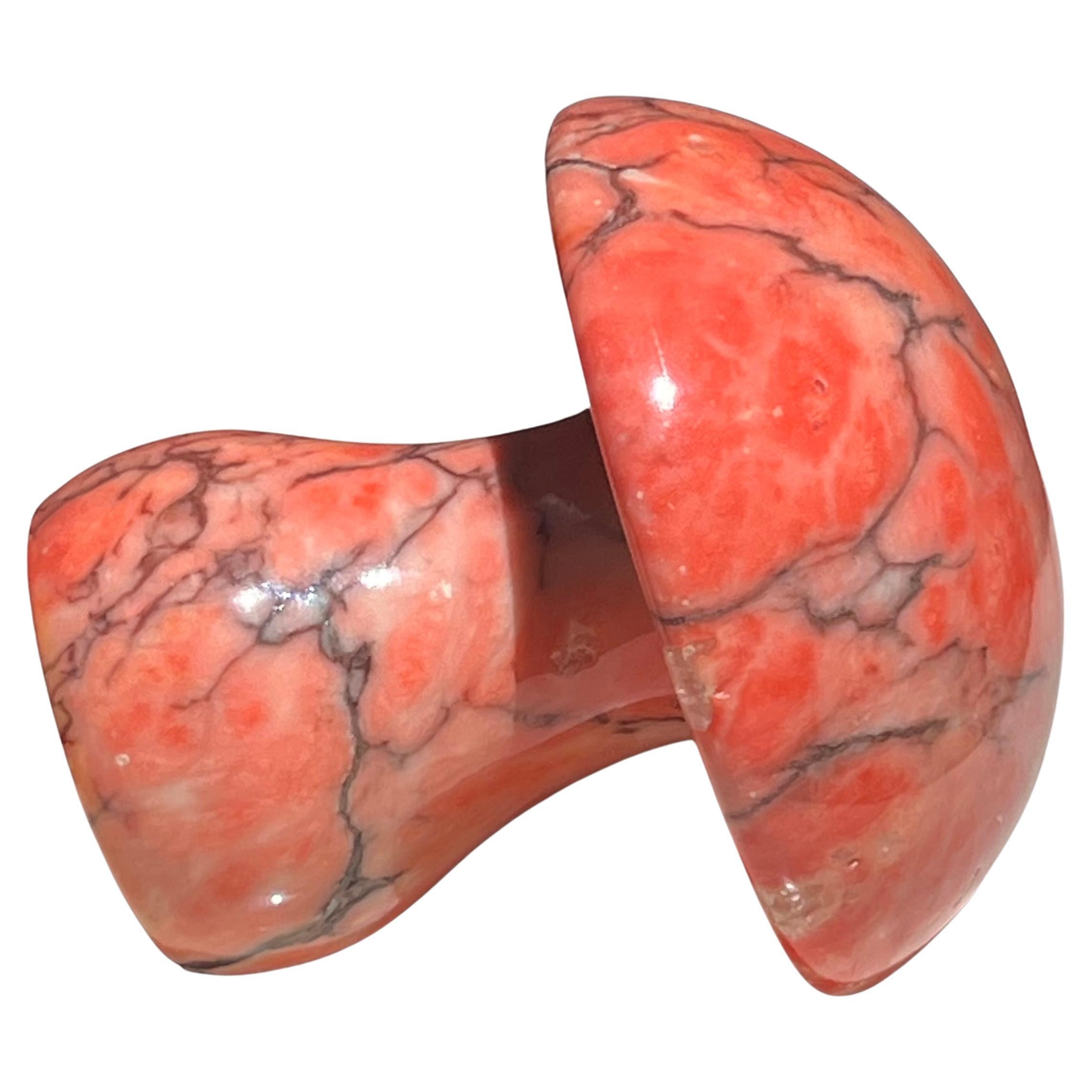 Fungo italiano d'epoca in alabastro color corallo, circa 1960