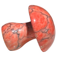 A vintage Italian coral-colored alabaster mushroom, circa 1960