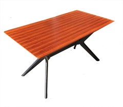 Italian Dining Table with a Sculptural Base with Brass, 1950s