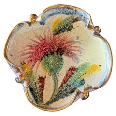 A vintage Italian glazed ceramic thistle ashtray, mid 20th century