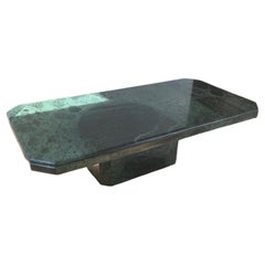 Table basse italienne vintage à piédestal en marbre vert, fin du 20e siècle