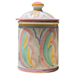 Una olla de cerámica italiana vintage pintada a mano con tapa de Vietri, 1981
