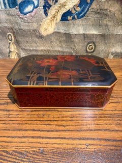 A Vintage Japanese Black and Red Lacquer Decorative Lidded Box