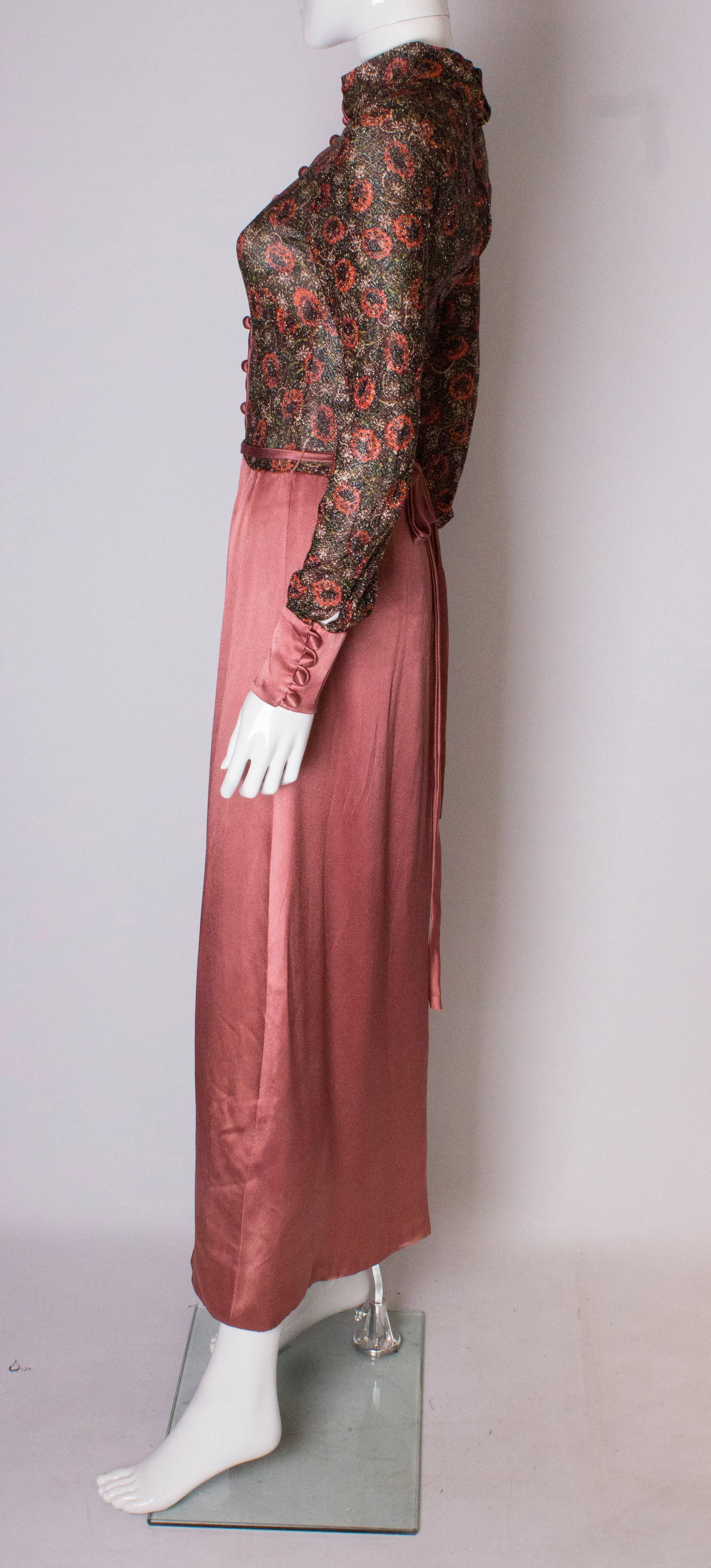 A Vintage Jean Varon 1970s Floral Lurex Evening Gown For Sale 3