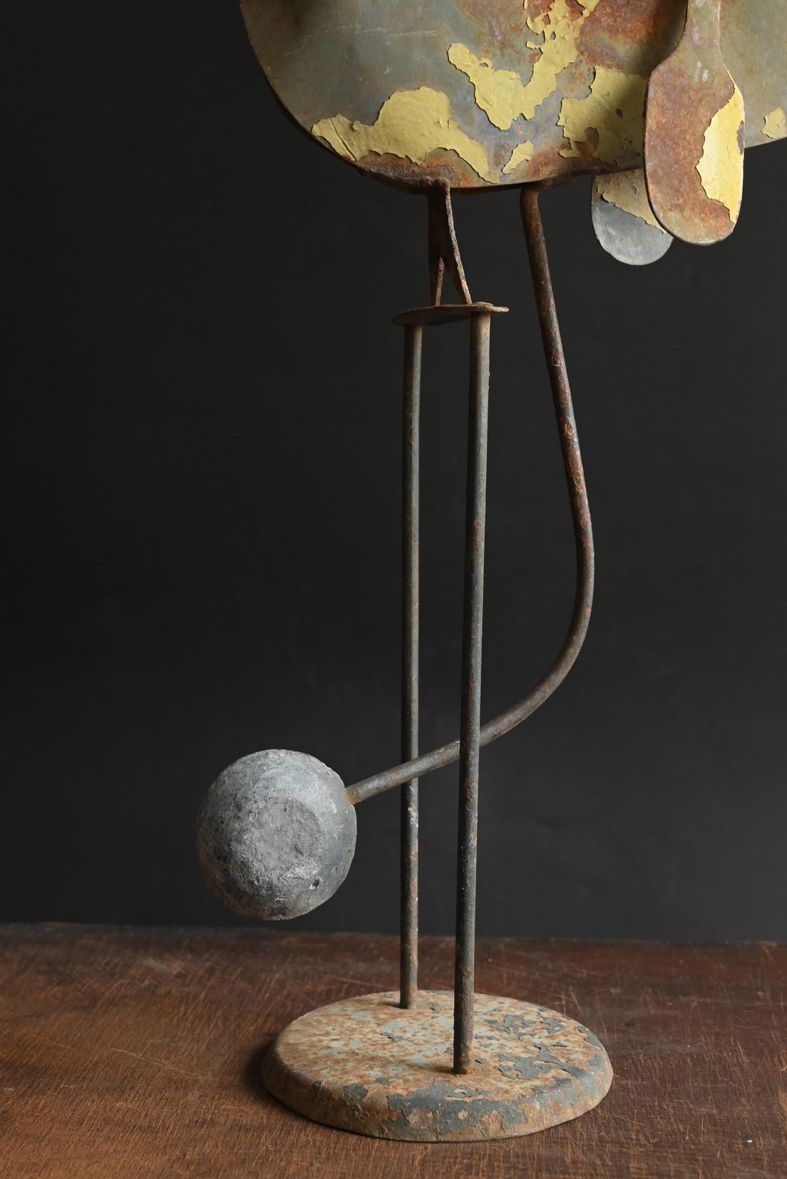 Folk Art A vintage kinetic balance object of a small rowboat/Vintage iron balance toy For Sale