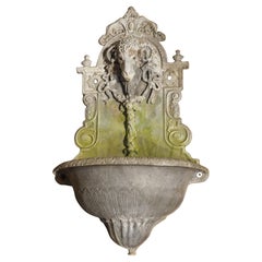 A Vintage Lead Rams Head Wall Fountain from England