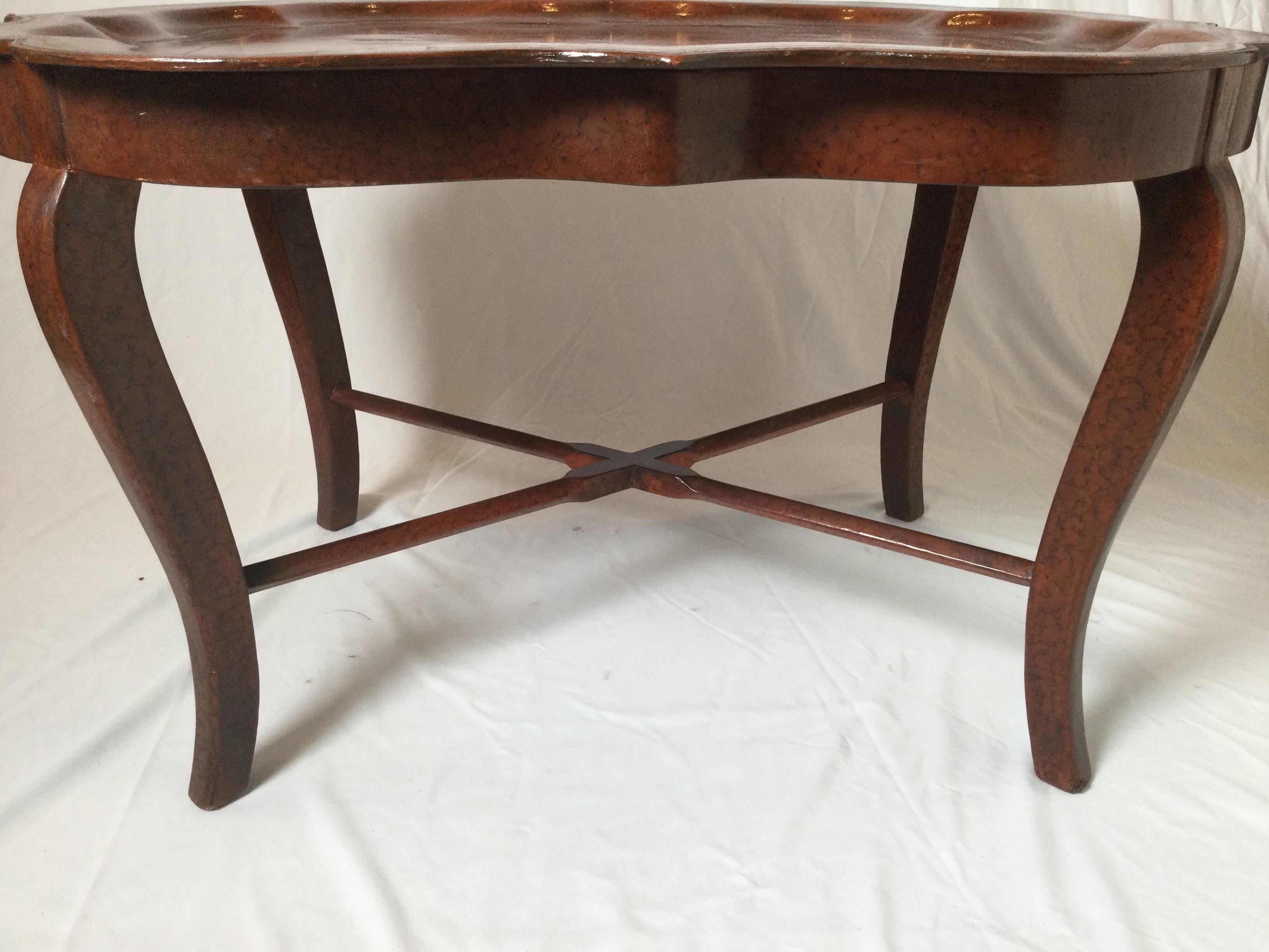 Vintage Leder Tablett Tisch im Zustand „Hervorragend“ im Angebot in Lambertville, NJ
