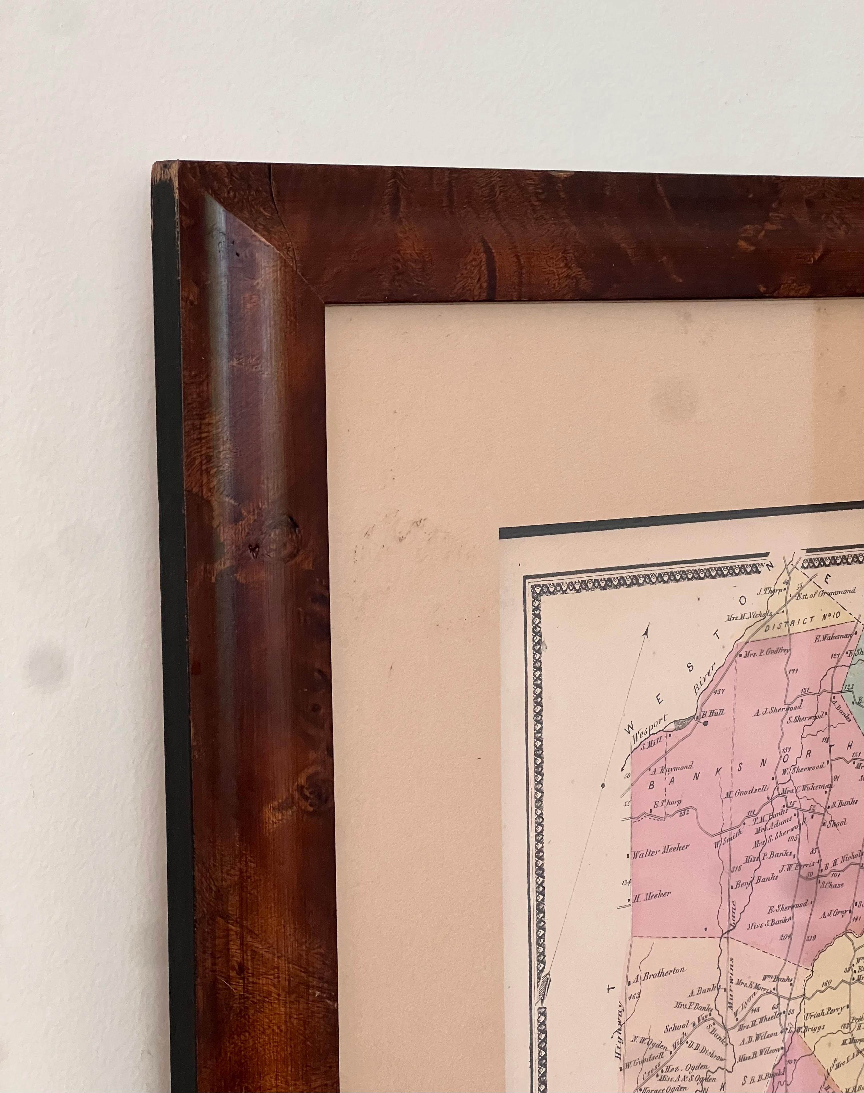 Vintage-Karte von Fairfield Connecticut, gerahmt in Wurzelholz, Anfang 20. im Angebot 6