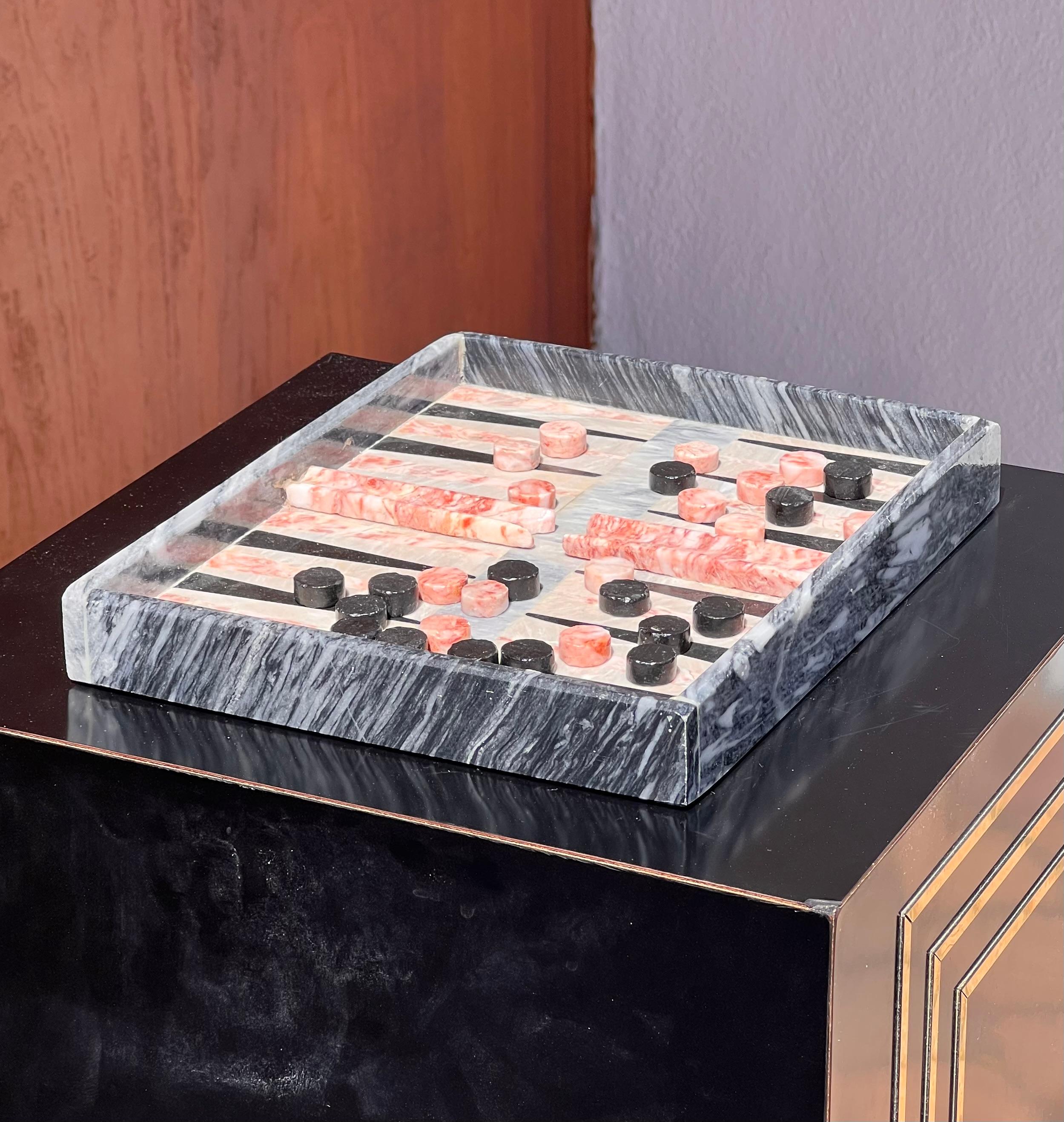 XX secolo Un set da gioco di backgammon in marmo d'epoca, 20° secolo in vendita