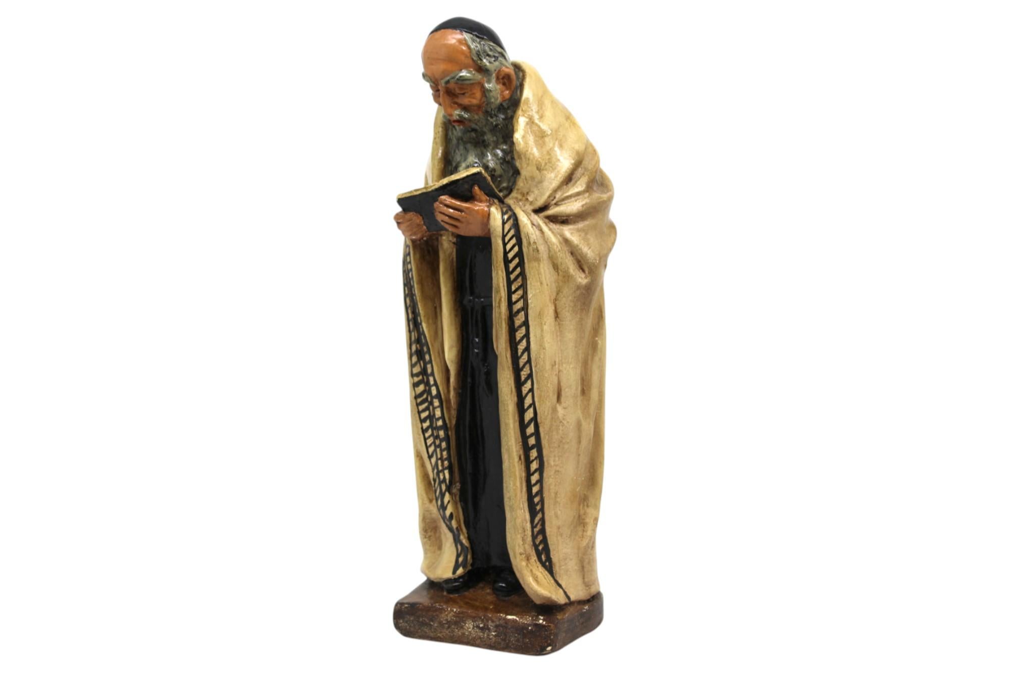 Mid-20th Century A Vintage Marwal Chalkware Rabbi Sculpture, New York, Circa 1960s For Sale