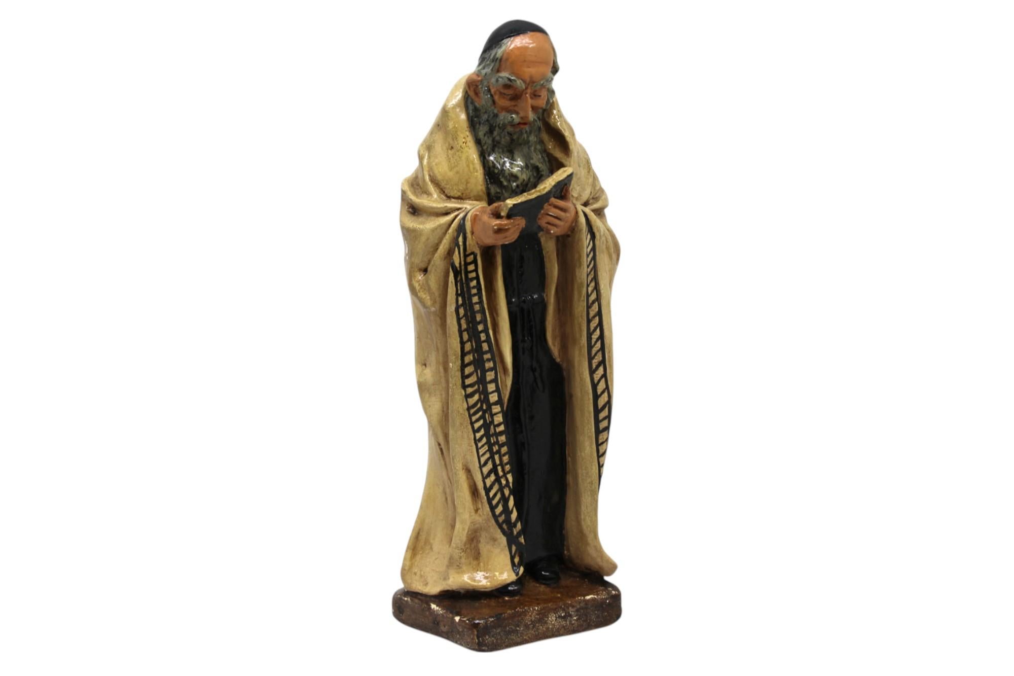 Plaster A Vintage Marwal Chalkware Rabbi Sculpture, New York, Circa 1960s For Sale