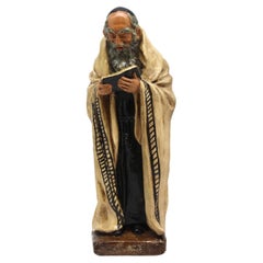Escultura de rabino Marwal Chalkware Vintage, Nueva York, circa años 60