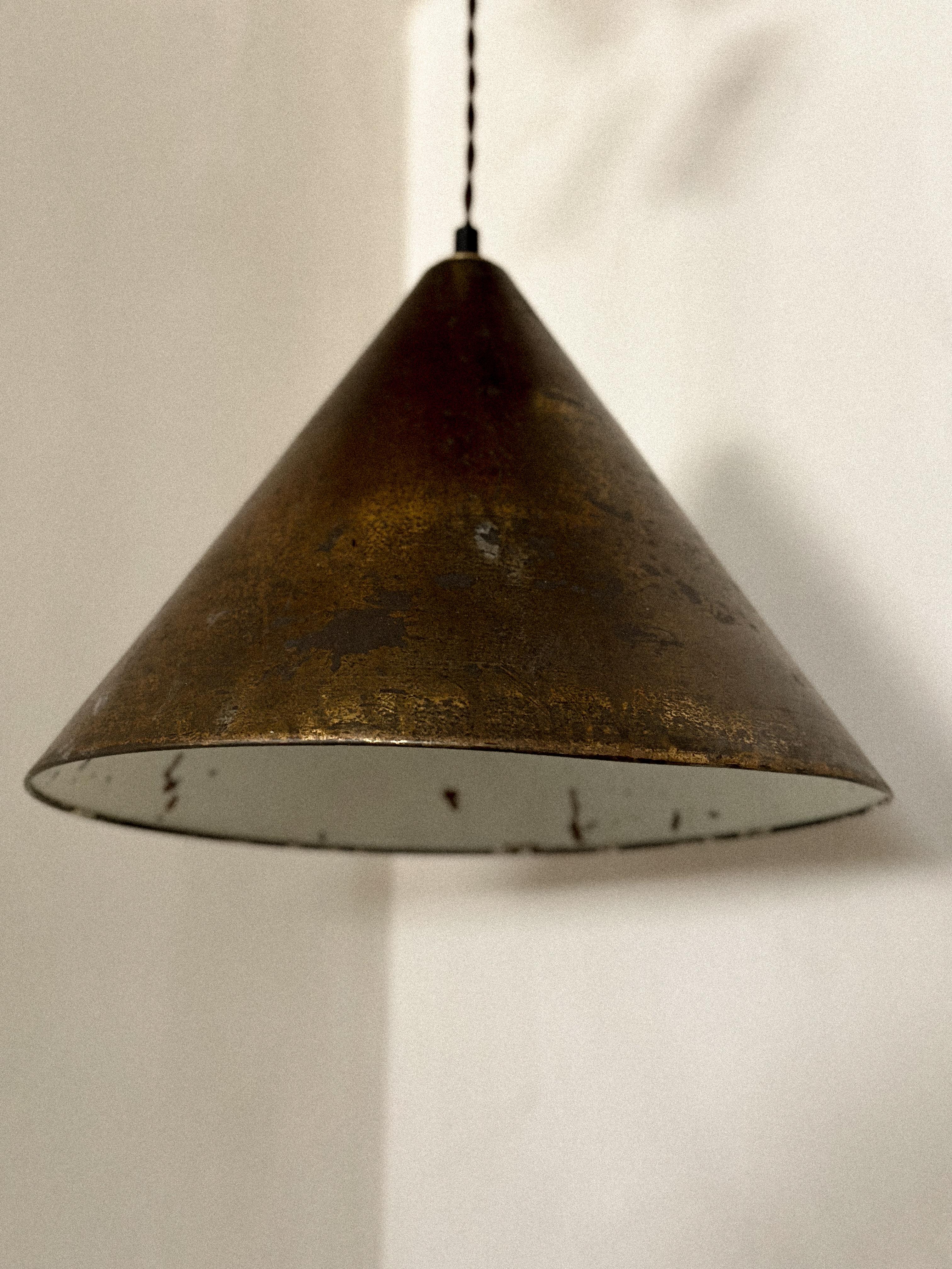 Mid-Century Modern A Vintage Mid-Century Brass Pendant, Denmark, c. 1950s For Sale