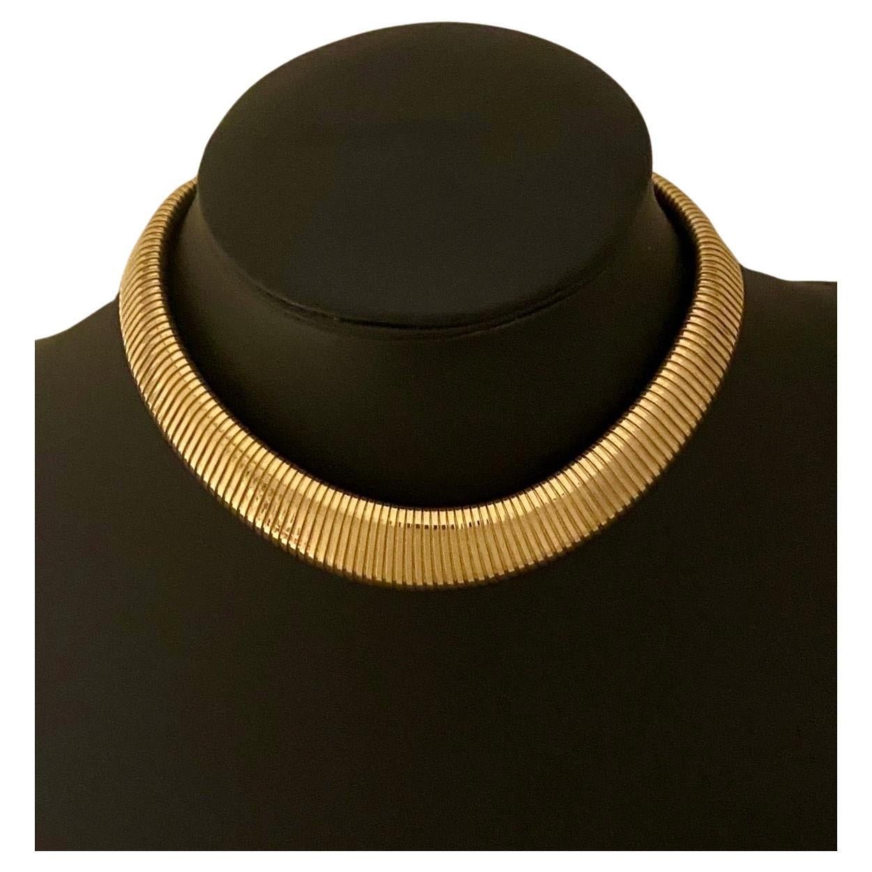A Vintage Mid Century Italian Tubogas 14k Gold Necklace 6