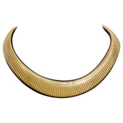 A Vintage Mid Century Italian Tubogas 14k Gold Necklace
