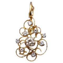 A Vintage Mid Century Modern Brilliant Cut Diamond Fancy Drop Pendant 18ct Gold