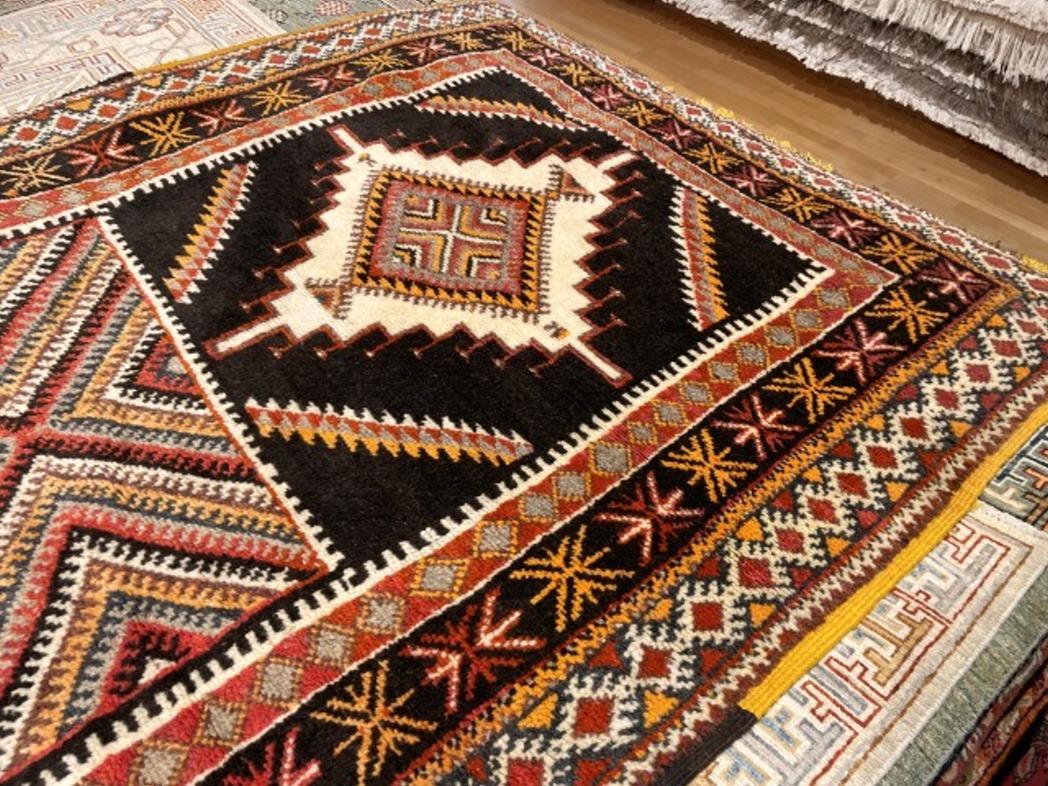 Hand-Knotted A Vintage Moroccan Berber Rug