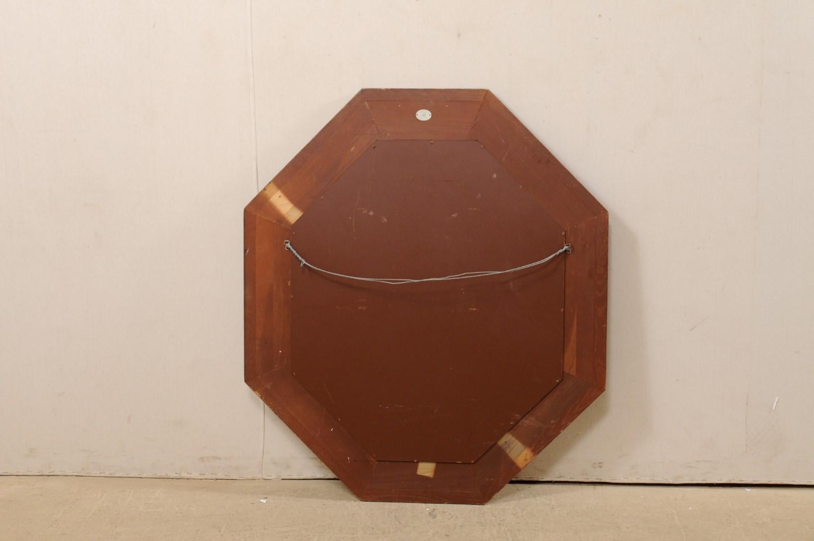 Vintage Octagonal-Shaped Mirror with Burled-Walnut Surround 6