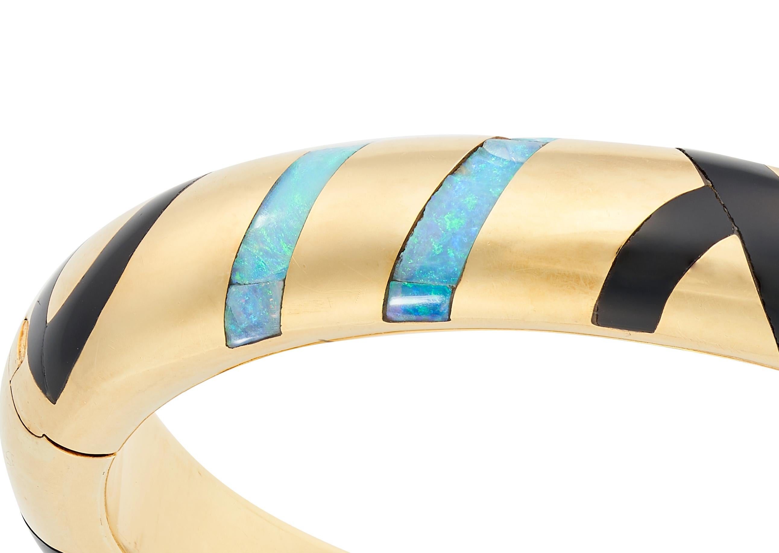 Brazalete vintage de ópalo y ónice de Asch Grossbardt, años 80 en venta 1