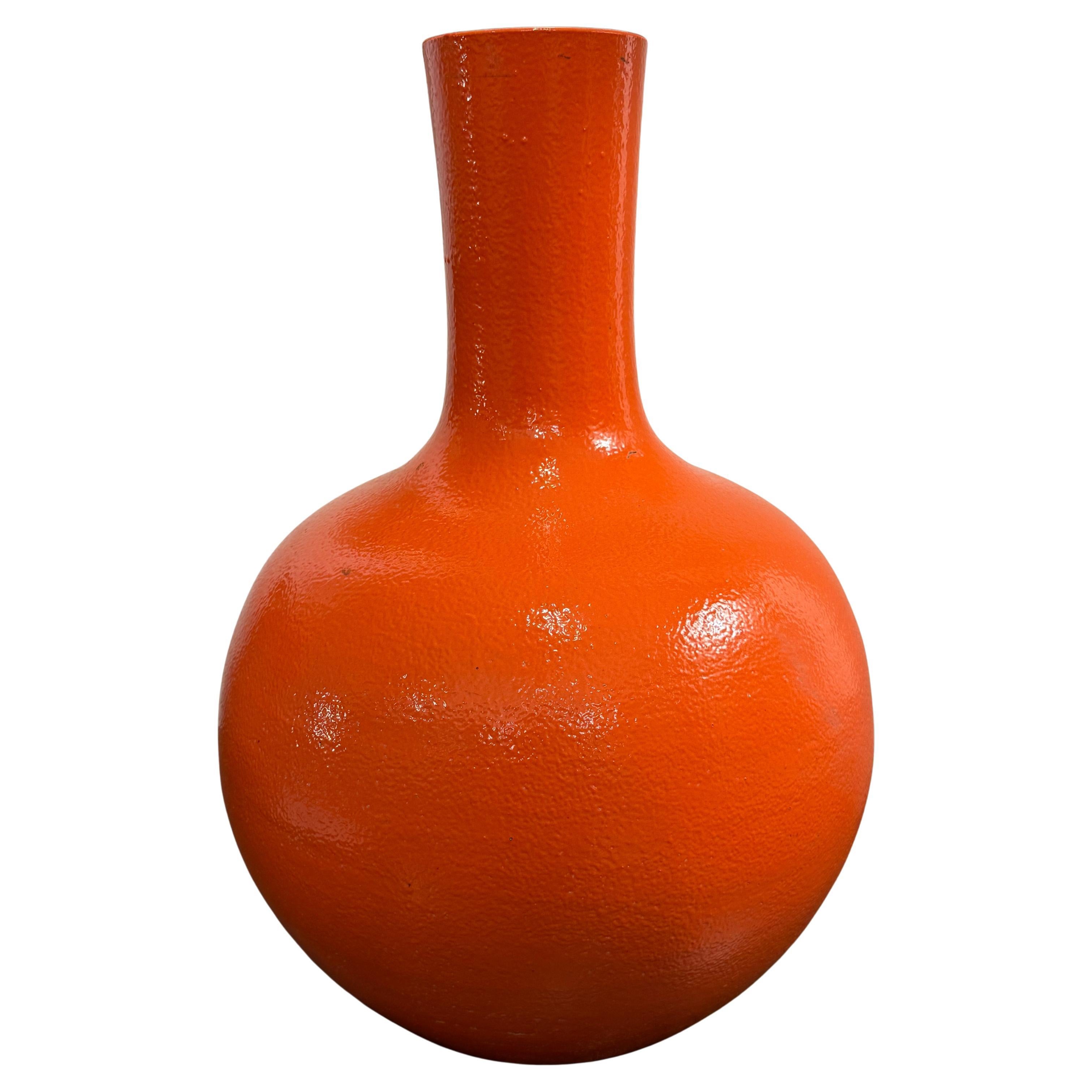 Jarrón vintage de porcelana esmaltada en naranja